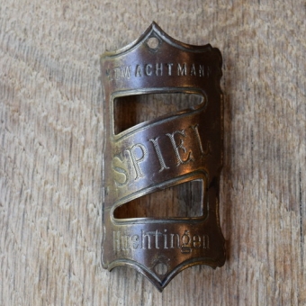 Steuerkopfschild Spiel, 20er Jahre, Originalschild aus Sammlungsbestand 