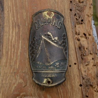 Steuerkopfschild CAMPING, 30-50er Jahre, Originalschild aus Sammlungsbestand 