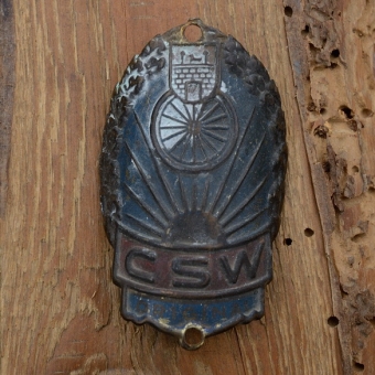 Steuerkopfschild CSW, 30-50er Jahre, Originalschild aus Sammlungsbestand 