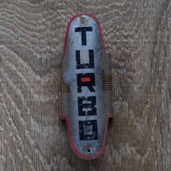 Steuerkopfschild Steuerkopfschild  "TURBO", 60er Jahre,  Originalschild aus Sammlungsauflösung ! 