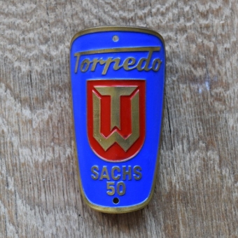 Steuerkopfschild Torpedo, 50er Jahre, Originalschild aus Sammlungsbestand 