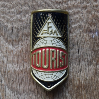 Steuerkopfschild Tourist Franz Epple Memmingen, 50er Jahre, Originalschild aus Sammlungsbestand 