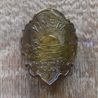 Steuerkopfschild Vineta Heidemann Bielefeld, 20-30er Jahre, Originalschild aus Sammlungsbestand 