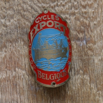 Steuerkopfschild Cycles Export, 30-50er Jahre, Originalschild aus Sammlungsbestand 