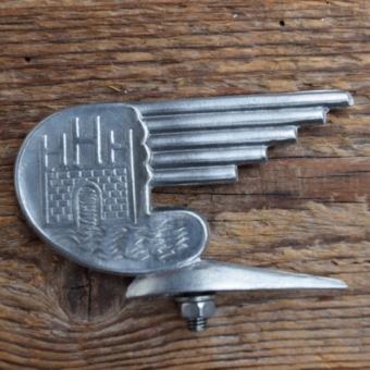 Schutzblechfigur HERMANN HARTJE HOYA, Alu Druckguss, orig. Altbestand 50er Jahre, Zustand siehe Bild 