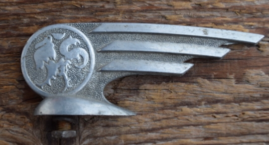 Schutzblechfigur HAHN BACKNANG, Alu Druckguss, orig. Altbestand 50er Jahre, Zustand siehe Bild 