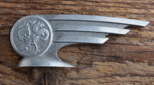 Schutzblechfigur HAHN BACKNANG, Alu Druckguss, orig. Altbestand 50er Jahre, Zustand siehe Bild 