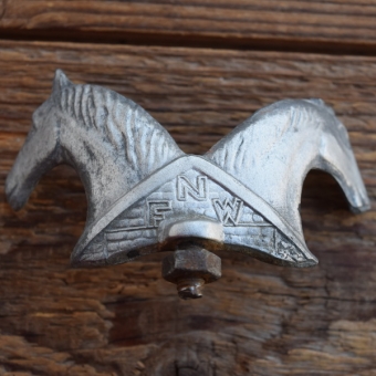 Schutzblechfigur FAHRRAD WERKE NIEDERSACHSEN, Alu Druckguss, orig. Altbestand 50er Jahre 