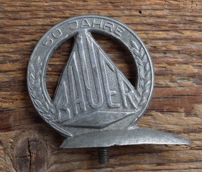 Schutzblechfigur BAUER, Alu Druckguss, orig. Altbestand 60er Jahre, Zustand siehe Bild 