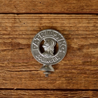 Schutzblechfigur PATRIA WKC SOLINGEN, Alu Druckguss, neu aus Altbestand 50er Jahre, Zustand siehe Bild 