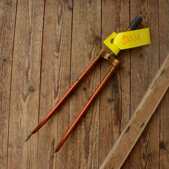 Gabel 26"orig. 60er J. unrestauriert, Schaftlänge 171 mm, Scheidenlänge 357 mm, Weite oben 55 mm, Zustand siehe Bilder  
