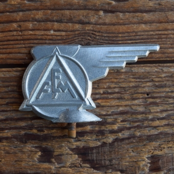 Schutzblechfigur FEM "FRANZ EPPLE MEMMINGEN", Alu Druckguss, orig. Altbestand 50er Jahre, Zustand siehe Bild 