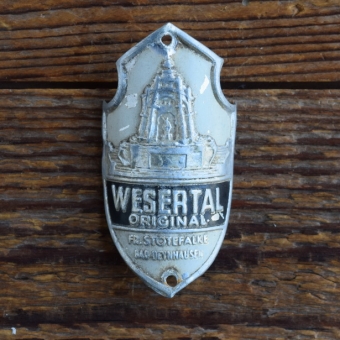 Steuerkopfschild WESERTAL, 50er Jahre, Originalschild aus Sammlungsbestand 