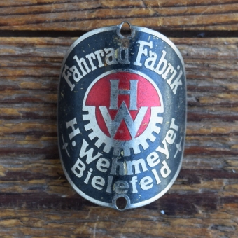 Steuerkopfschild HW H.WEHMEYER BIELEFELD, 50er Jahre, Originalschild aus Sammlungsbestand 