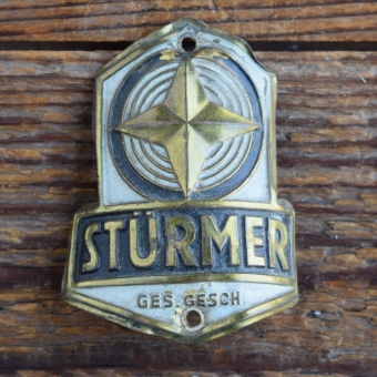 Steuerkopfschild STÜRMER, 50er Jahre, Originalschild aus Sammlungsbestand 