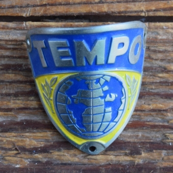 Steuerkopfschild TEMPO, 50er Jahre, Originalschild aus Sammlungsbestand 