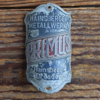 Steuerkopfschild PRIMUS, 30er Jahre, Originalschild aus Sammlungsbestand 