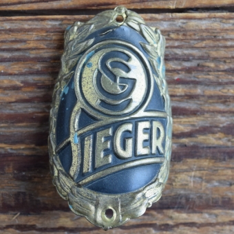 Steuerkopfschild SIEGER, 50er Jahre, Originalschild aus Sammlungsbestand 