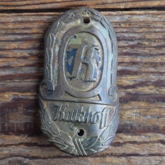 Steuerkopfschild KALKOFF, 50er Jahre, Originalschild aus Sammlungsbestand 