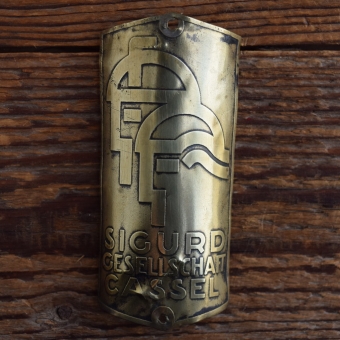Steuerkopfschild SIGURD GESELLSCHAFT CASSEL, 20er Jahre, Originalschild aus Sammlungsbestand 