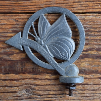 Schutzblechfigur FALTER, Alu Druckguss, orig. Altbestand 30-50er Jahre, Zustand siehe Bild 