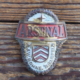 Schutzblechwappen für hinten ARSENAL, 50er Jahre, Originalwappen aus Sammlungsbestand  