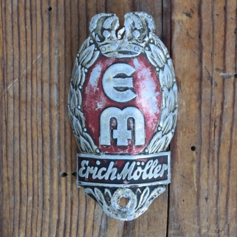 Steuerkopfschild EM ERICH MÖLLER, 50er Jahre, Originalschild aus Sammlungsbestand 