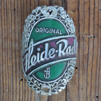 Steuerkopfschild HEIDE-RAD, 50er Jahre, Originalschild aus Sammlungsbestand 