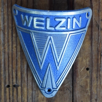 Steuerkopfschild WELZIN, 50er Jahre, Originalschild aus Sammlungsbestand 