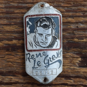 Steuerkopfschild  RENE LE GREJÈS, 40-50er Jahre, Originalschild aus Sammlungsbestand 