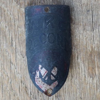 Steuerkopfschild W.K.C. RECORD, 30er Jahre, Originalschild aus Sammlungsbestand 
