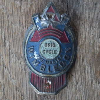 Steuerkopfschild WIMBLEDON, 50er Jahre, Originalschild aus Sammlungsbestand 