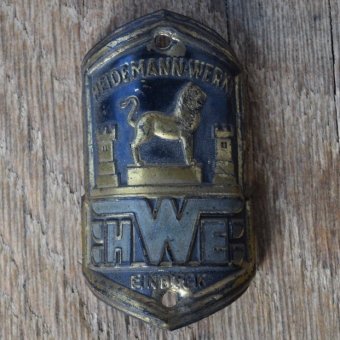 Steuerkopfschild HWE HEIDEMANN-WERKE EINBECK, 50er Jahre, Originalschild aus Sammlungsbestand 