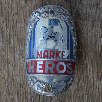 Steuerkopfschild HEROS, 50er Jahre, Originalschild aus Sammlungsbestand 