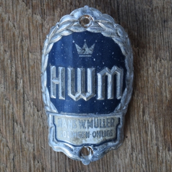 Steuerkopfschild HWM, 50er Jahre, Originalschild aus Sammlungsbestand 