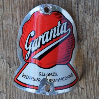 Steuerkopfschild GARANTA, 60er Jahre, Originalschild aus Sammlungsbestand 