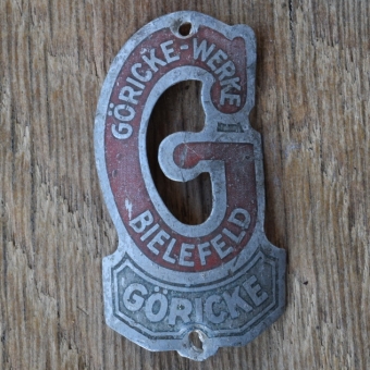 Steuerkopfschild GÖRICKE WERKE, 30er Jahre, Originalschild aus Sammlungsbestand 