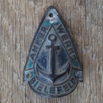 Steuerkopfschild ANKER WERKE, 50er Jahre, Originalschild aus Sammlungsbestand 