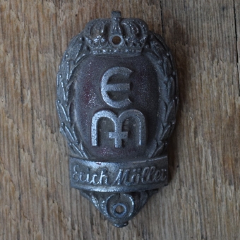 Steuerkopfschild EM ERICH MÖLLER, 50er Jahre, Originalschild aus Sammlungsbestand 