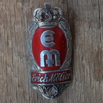Steuerkopfschild EM ERICH MÖLLER, 50er Jahre, Originalschild aus Sammlungsbestand 