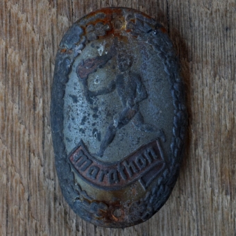 Steuerkopfschild MARATHON, 50er Jahre, Originalschild aus Sammlungsbestand 