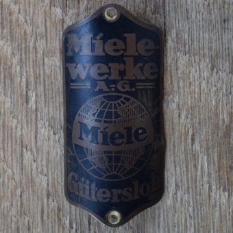 Steuerkopfschild MIELE-WERKE, 50er Jahre, Originalschild aus Sammlungsbestand 