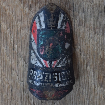 Steuerkopfschild PRÄZISION, 50er Jahre, Originalschild aus Sammlungsbestand 