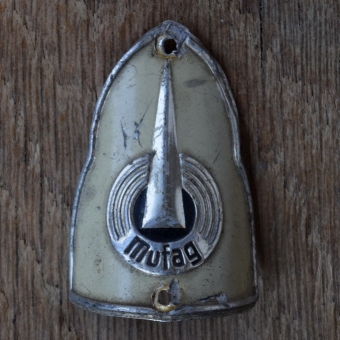 Steuerkopfschild MUFAG, 50er Jahre, Originalschild aus Sammlungsbestand 