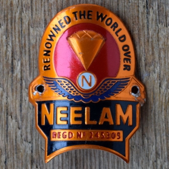 Steuerkopfschild NEELAM, 70er Jahre, Originalschild aus Sammlungsbestand 