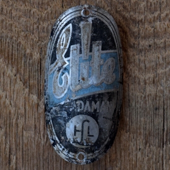 Steuerkopfschild ELITE ADAMAN, 30er Jahre, Originalschild aus Sammlungsbestand 