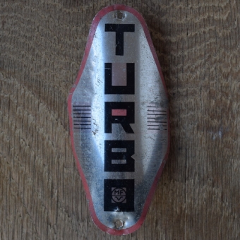 Steuerkopfschild TURBO, 60er Jahre, Originalschild aus Sammlungsbestand 