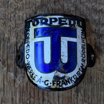 Steuerkopfschild TORPEDO, 30er Jahre, Originalschild aus Sammlungsbestand 