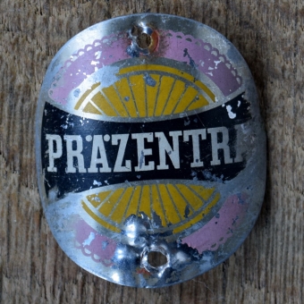 Steuerkopfschild PRÄZENTRA, 50er Jahre, Originalschild aus Sammlungsbestand 