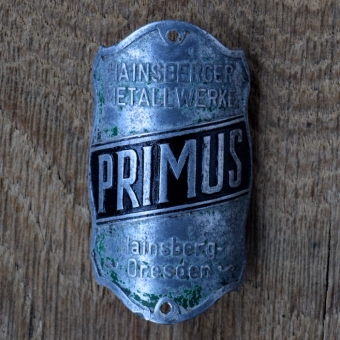 Steuerkopfschild PRIMUS, 30er Jahre, Originalschild aus Sammlungsbestand 